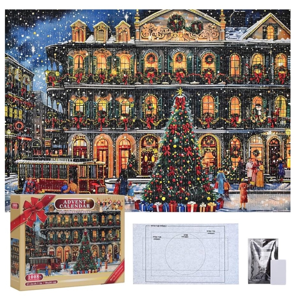 Advent Calendar Foil Puzzle Jigsaw Winter City Scene 24 Days Christmas Countdown